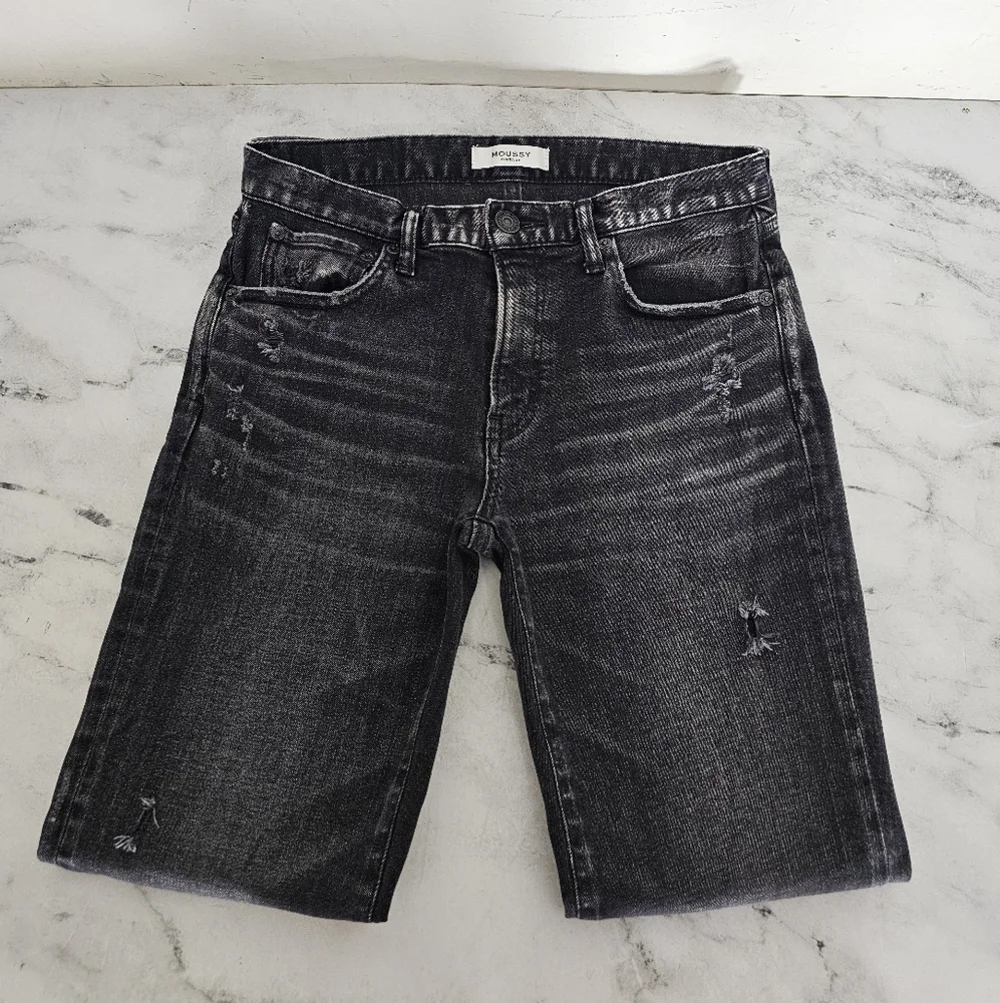 Moussy Vintage High Rise Black Distressed‎ Ankle Moto Skinny Jeans 27 Preowned